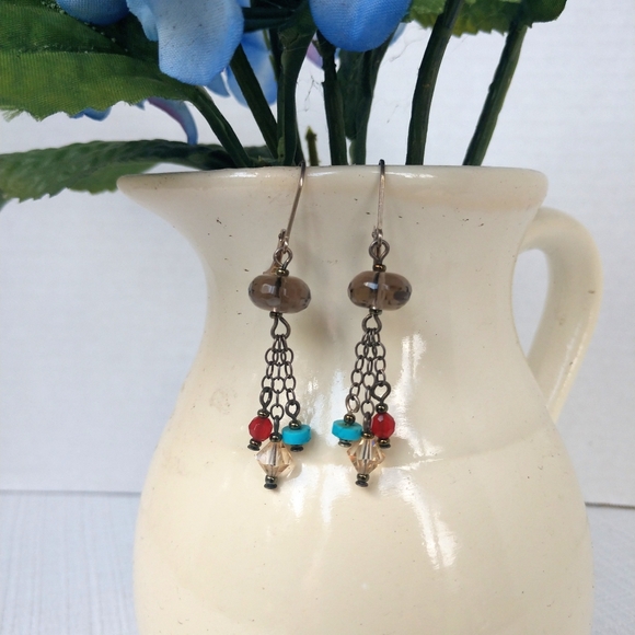 unknown Jewelry - Boho Beads Dangle Earrings VTG